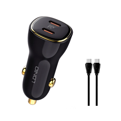 تصویر  فندکی PD دو پورت 60 وات الدنیو LDNIO C104 سوپرفست شارژ